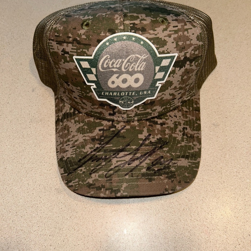 Coca-Cola 600 NASCAR Camouflage Signed Hat by Joey Logano